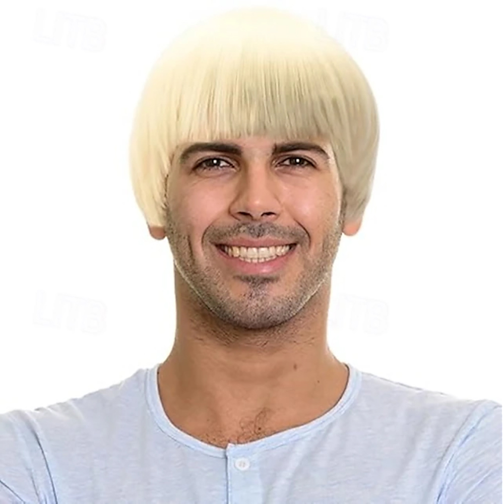 Men'S Grooming Salon - Wig Jamur Pendek Rambut Sintetis untuk