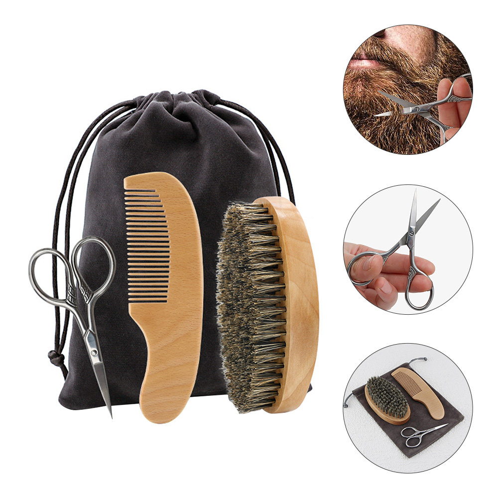 Men'S Grooming Brush - 1Set Set Penata Rambut Jenggot untuk