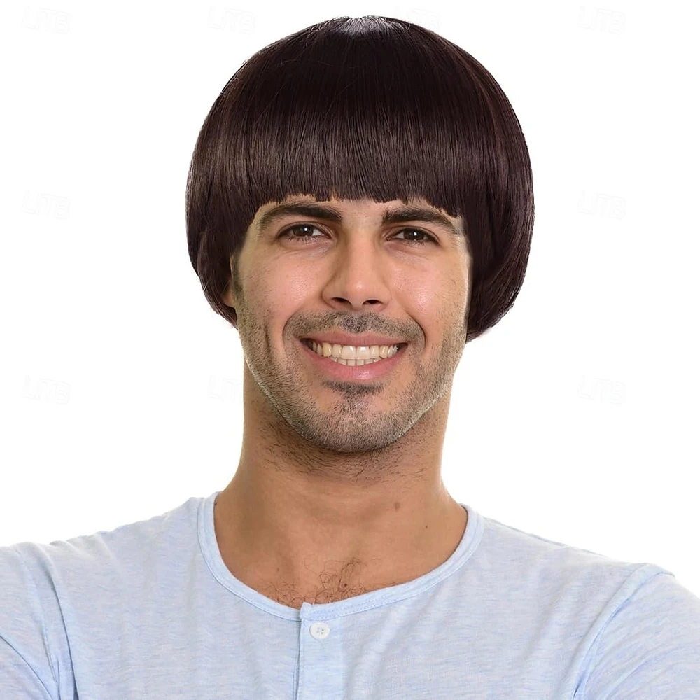 Wig Jamur Pendek Rambut Sintet - Men'S Grooming Salon ulasan dan harga